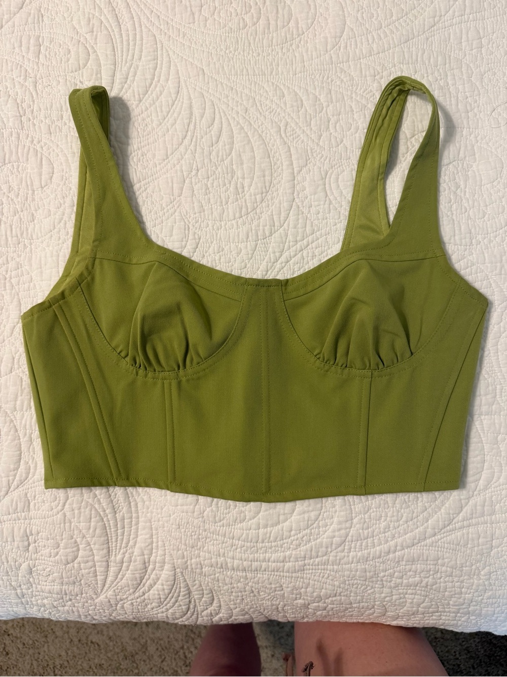 La Hearts Olive Green Longline Bustier Top